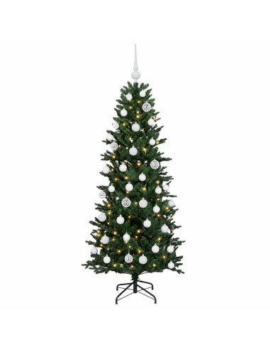 Albero di Natale artificiale con palline 150 cm 150 LED