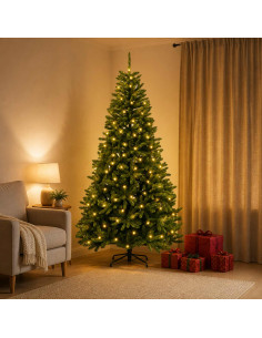 Albero di Natale Artificiale con Rami Pieghevoli 240 cm 600 LED