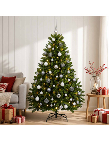 Albero di Natale artificiale verde chiaro con palline 180 cm