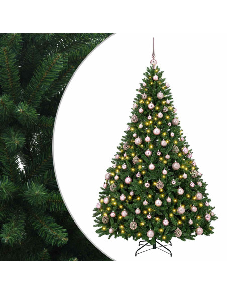 Albero di Natale artificiale verde medio con palline 210 cm
