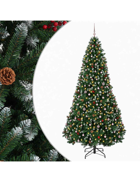 Albero di Natale artificiale verde con palline 270 cm 600 LED