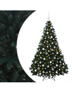 Albero di Natale artificiale verde scuro con palline 180 cm