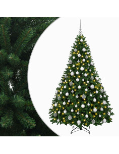 Albero di Natale artificiale verde medio con palline 210 cm