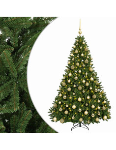 Albero di Natale artificiale verde chiaro con palline 210 cm