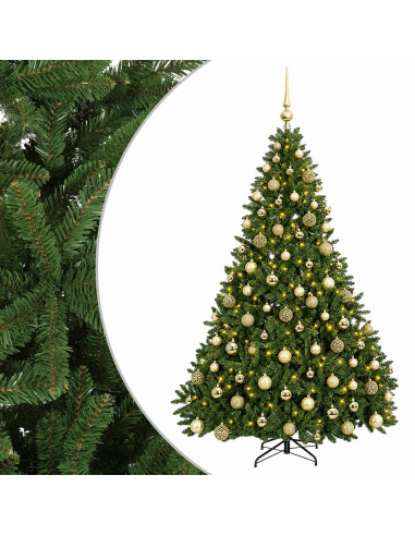 Albero di Natale artificiale verde chiaro con palline 210 cm