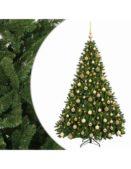 Albero di Natale artificiale verde chiaro con palline 210 cm