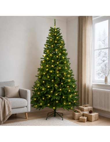 Albero di Natale Artificiale con Rami Pieghevoli 240 cm 600 LED