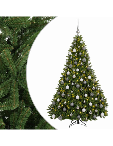 Albero di Natale artificiale verde chiaro con palline 180 cm
