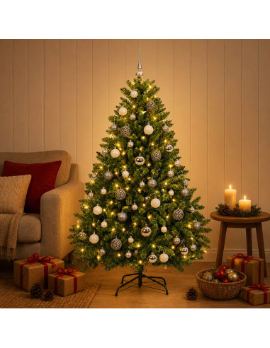 Albero di Natale artificiale verde chiaro con palline 180 cm