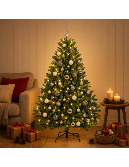 Albero di Natale artificiale verde chiaro con palline 180 cm