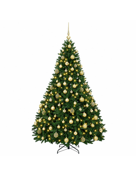 Albero di Natale artificiale verde medio con palline 210 cm