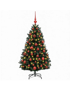 Albero di Natale artificiale verde scuro con palline 150 cm 2