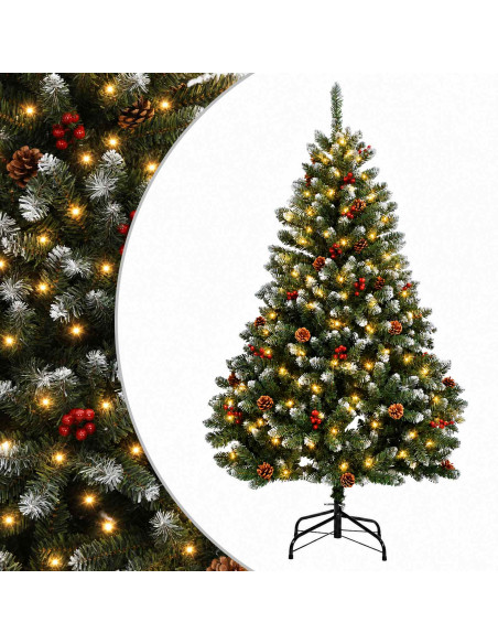 Albero di Natale Artificiale con Rami Pieghevoli 180 cm 300 LED