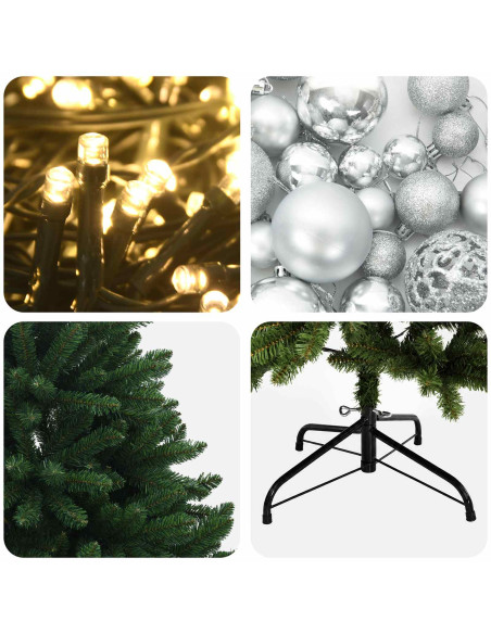 Albero di Natale artificiale verde medio con palline 210 cm