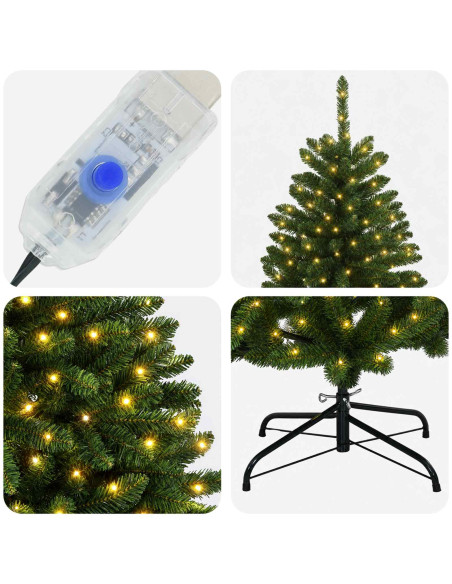 Albero di Natale Artificiale con Rami Pieghevoli 210 cm 400 LED