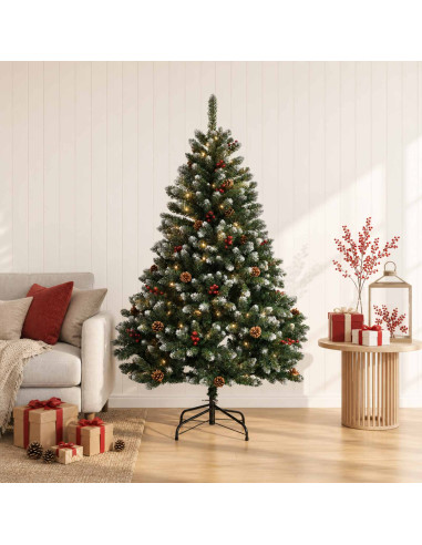 Albero di Natale Artificiale con Rami Pieghevoli 180 cm 300 LED