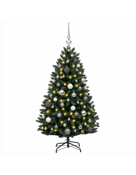 Albero di Natale artificiale verde scuro con palline 150 cm