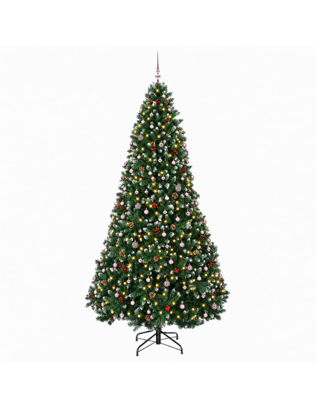 Albero di Natale artificiale verde con palline 270 cm 600 LED