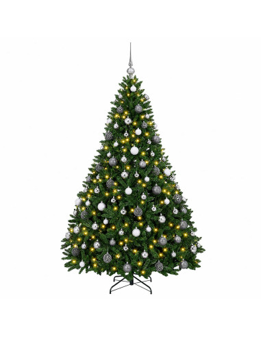 Albero di Natale artificiale verde medio con palline 210 cm