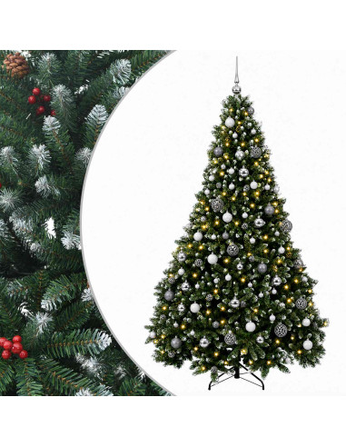 Albero di Natale artificiale verde con palline 180 cm 300 LED