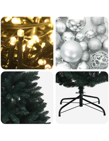 Albero di Natale artificiale verde scuro con palline 180 cm