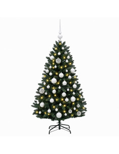 Albero di Natale artificiale verde scuro con palline 120 cm 2