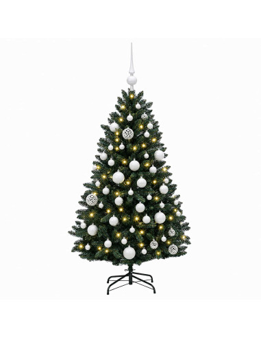 Albero di Natale artificiale verde scuro con palline 120 cm