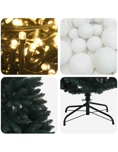 Albero di Natale artificiale verde scuro con palline 120 cm
