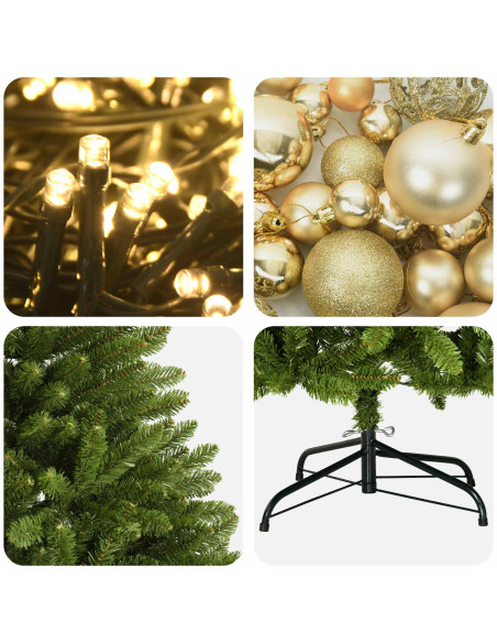Albero di Natale artificiale verde chiaro con palline 210 cm