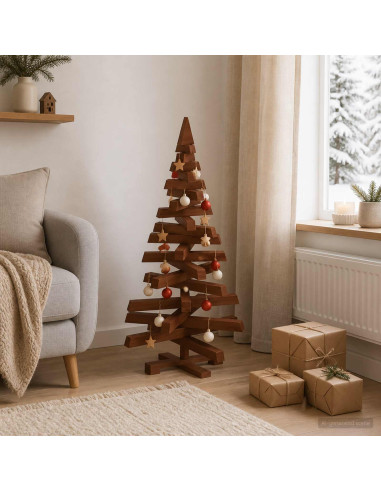 Albero di Natale in legno KOTKA 90 cm Legno Massello di Pino