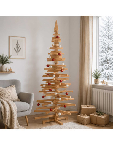Albero di Natale in legno KOTKA 240 cm Legno Massello di Pino