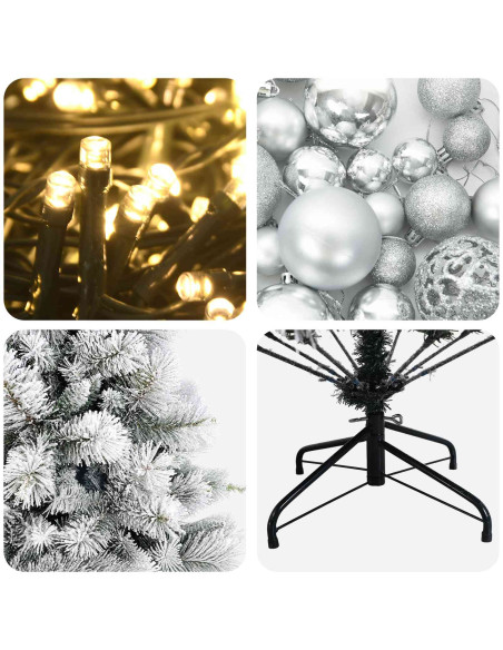 Albero di Natale artificiale con palline 180 cm 300 LED