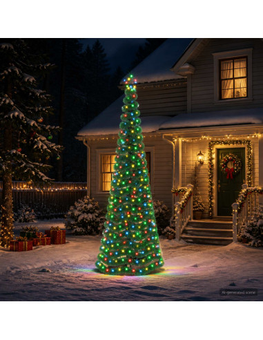 Albero di Natale a LED in tinsel con picchetto EKENAS 250 cm