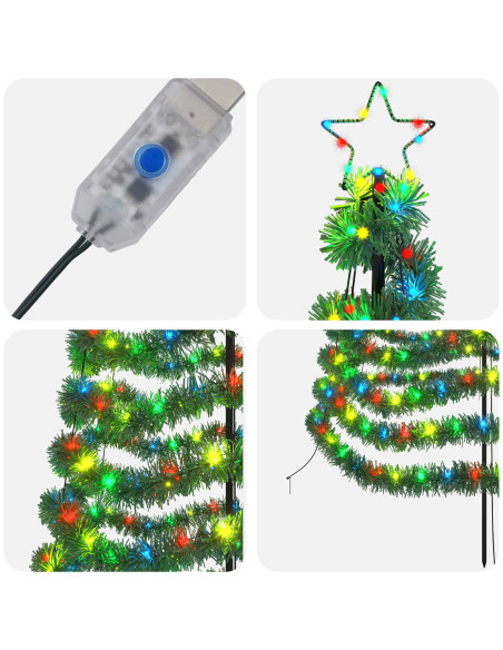 Albero di Natale a LED in tinsel con picchetto EKENAS 180 cm