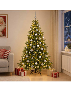 Albero di Natale artificiale con palline 240 cm 300 LED
