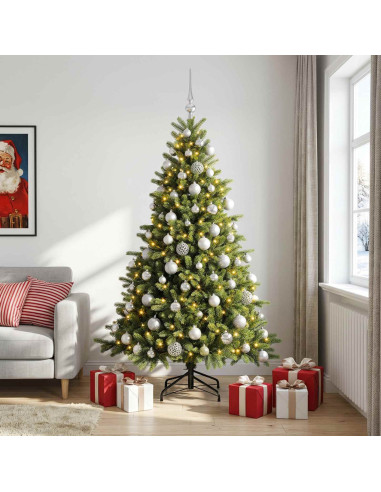 Albero di Natale artificiale con palline 240 cm 300 LED
