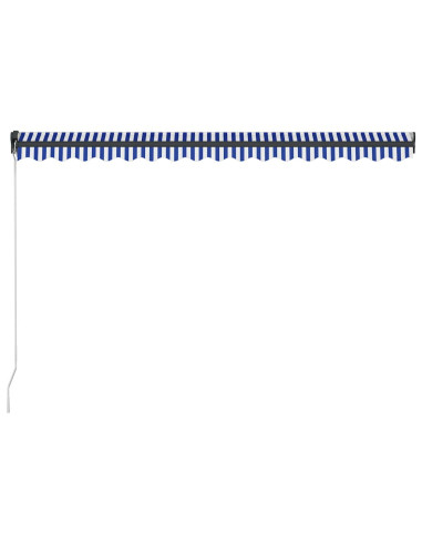 Tenda da Sole Retrattile Manuale e LED 400x300cm Blu e Bianco
