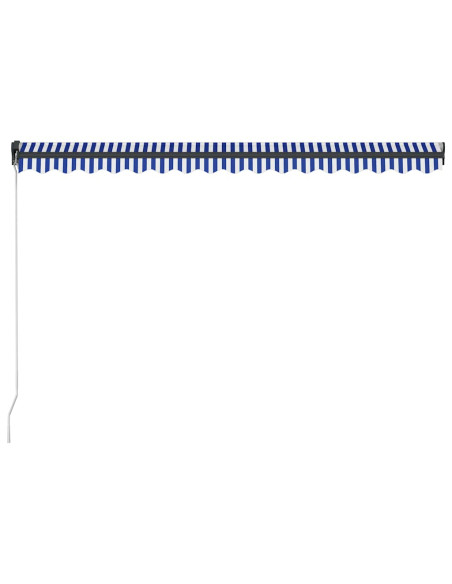 Tenda da Sole Retrattile Manuale e LED 400x300cm Blu e Bianco