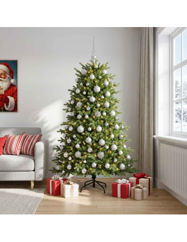 Albero di Natale artificiale con palline 210 cm 300 LED