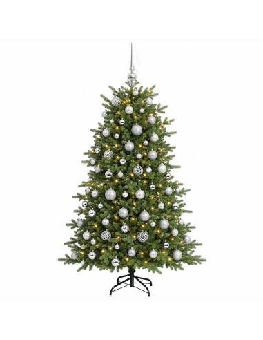 Albero di Natale artificiale con palline 210 cm 300 LED