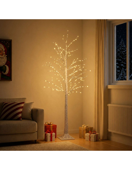 Albero di Natale in betulla Bianco 22 x 22 x 180 cm Plastica