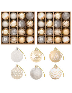 Set di Palline di Natale 32 pz Oro trasparente e bianco Ø 6 cm 2