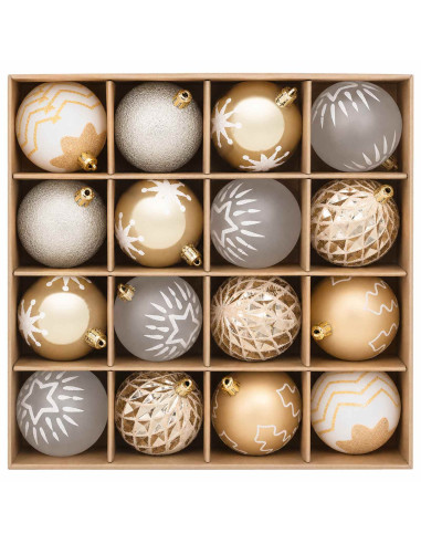 Set di Palline di Natale 32 pz Oro trasparente e bianco Ø 6 cm