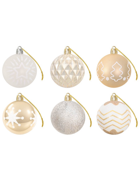 Set di Palline di Natale 32 pz Oro trasparente e bianco Ø 6 cm
