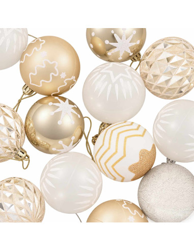 Set di Palline di Natale 32 pz Oro trasparente e bianco Ø 6 cm