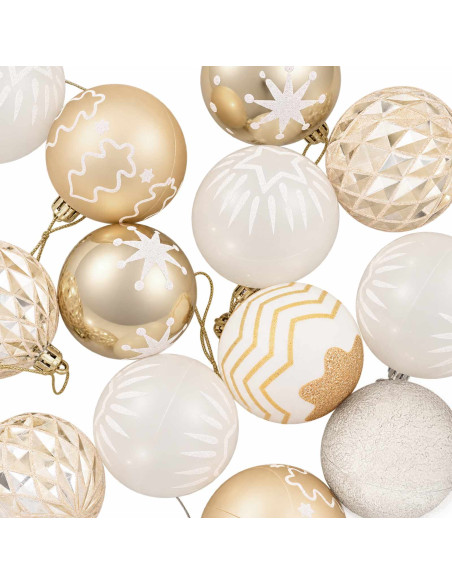 Set di Palline di Natale 32 pz Oro trasparente e bianco Ø 6 cm
