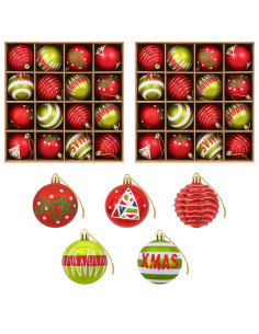 Set di Palline di Natale 32 pz Verde chiaro e rosso Ø 6 cm 2