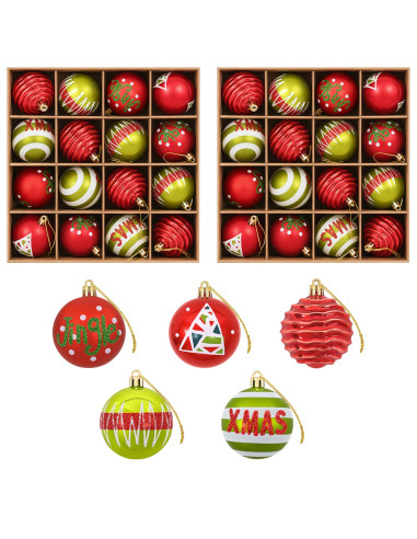 Set di Palline di Natale 32 pz Verde chiaro e rosso Ø 6 cm