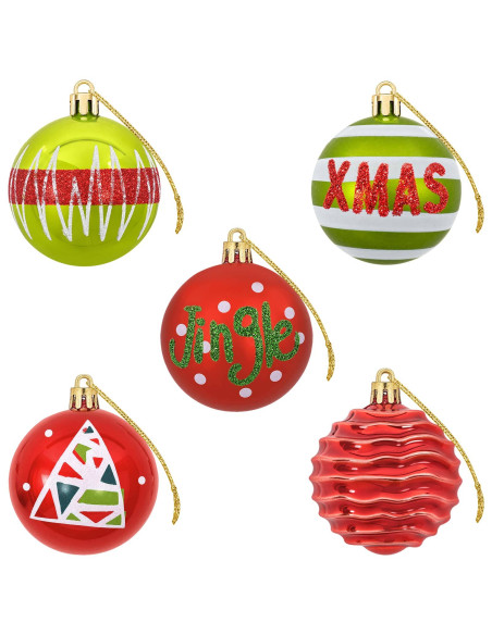 Set di Palline di Natale 32 pz Verde chiaro e rosso Ø 6 cm