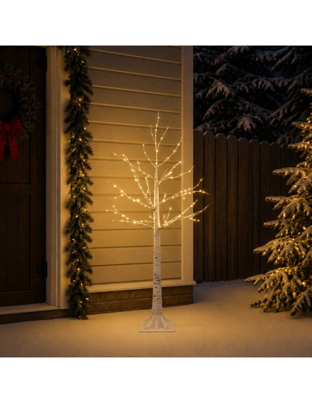 Albero di Natale betulla Bianco 22 x 22 x 150 cm Plastica